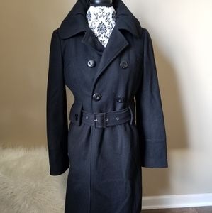 GUESS BEAUTIFUL WOOL BLACK PEACOAT